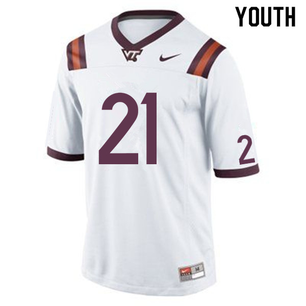Youth #21 Raheem Blackshear Virginia Tech Hokies College Football Jerseys Sale-White - Click Image to Close